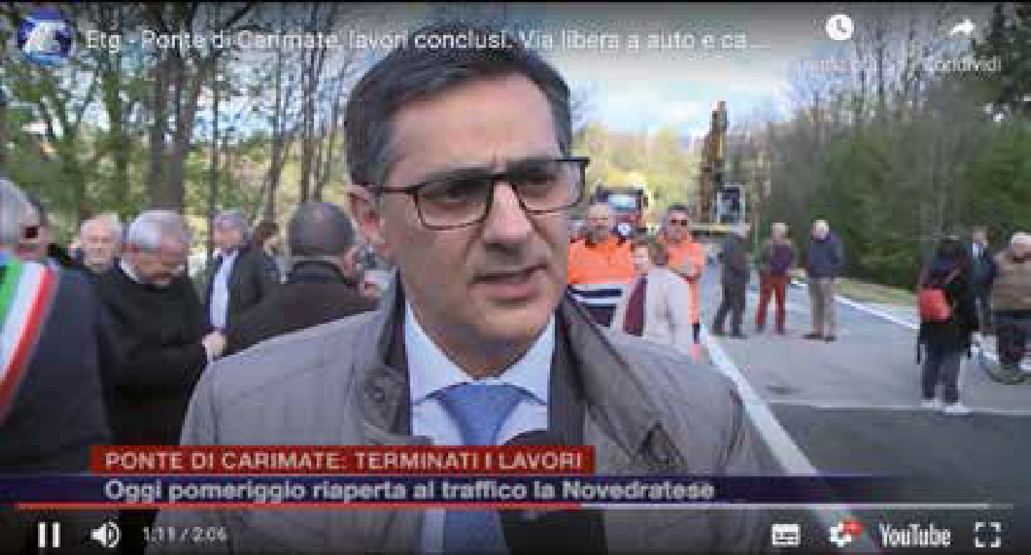 Frame tratto da un videoservizio di Espansione TV sull’intervento da record di Carimate (in foto l’ingegner Bruno Tarantola, Provincia di Como)
