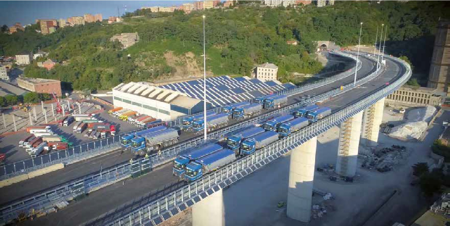 Un momento del collaudo del Ponte di Genova San Giorgio, era l’estate 2020
